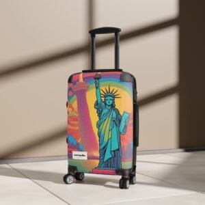 Vibrant Travel Suitcase with Statue of Liberty Design