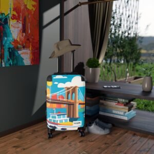 Colorful Travel Suitcase with Cityscape Design, Luggage for Travelers, Vacation Essentials, Stylish Weekender, Gift for Adventurers