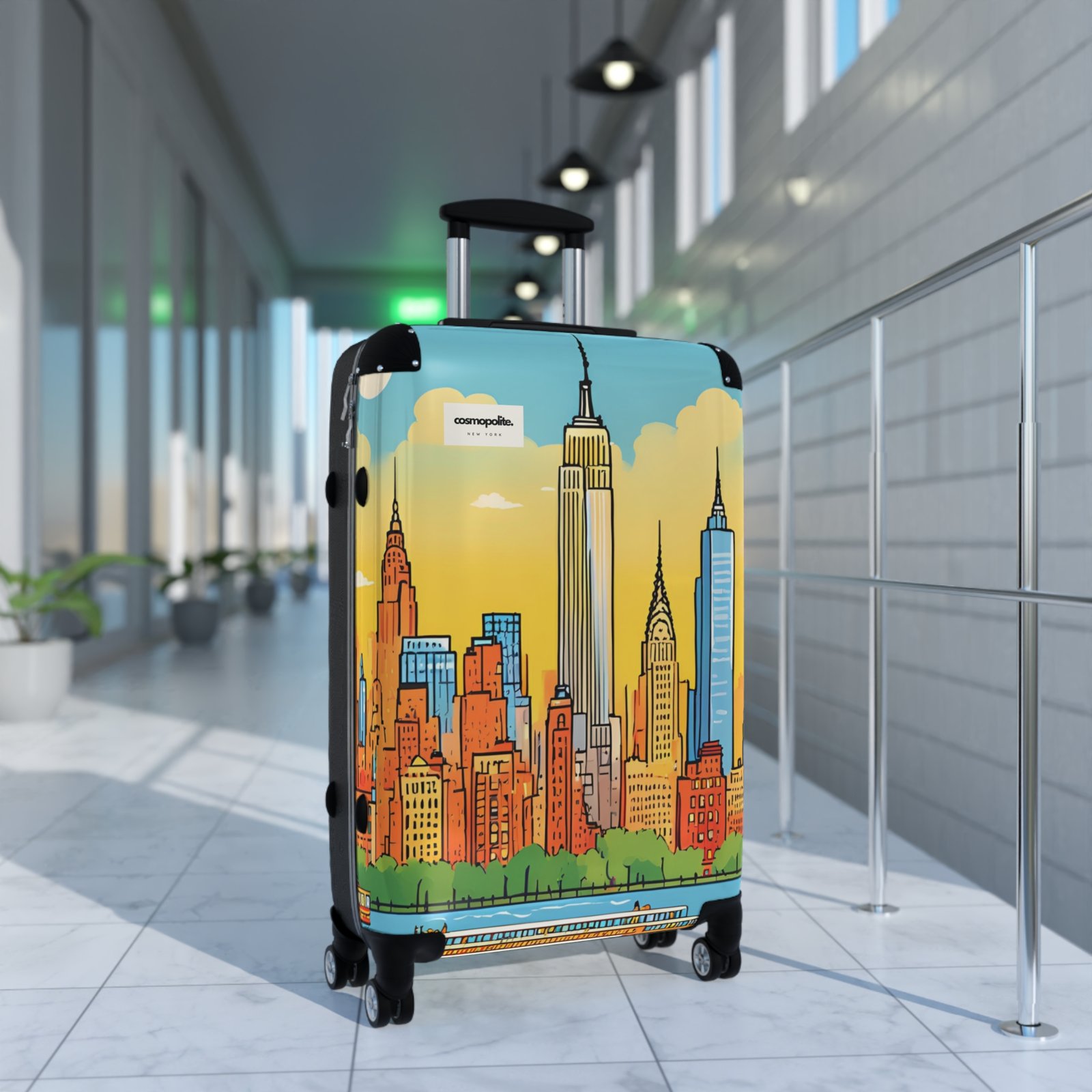 Stylish Urban Suitcase with NYC Skyline Design - Image 8
