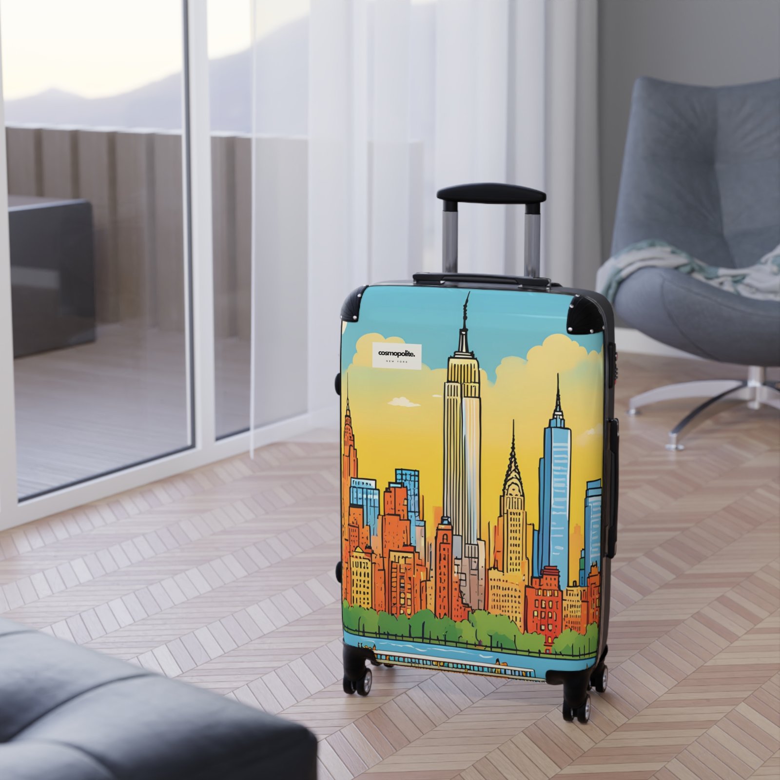 Stylish Urban Suitcase with NYC Skyline Design - Image 10