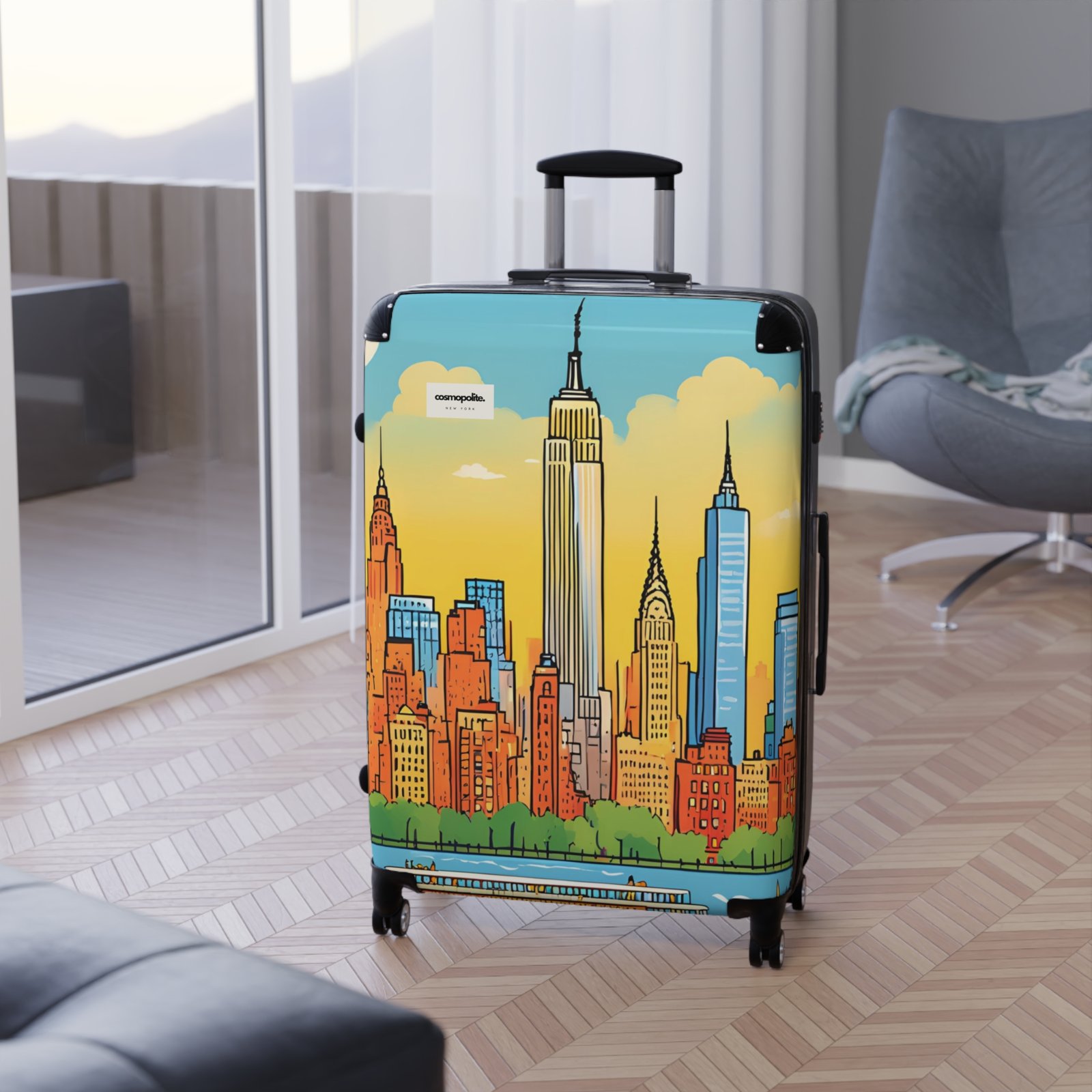 Stylish Urban Suitcase with NYC Skyline Design - Image 15