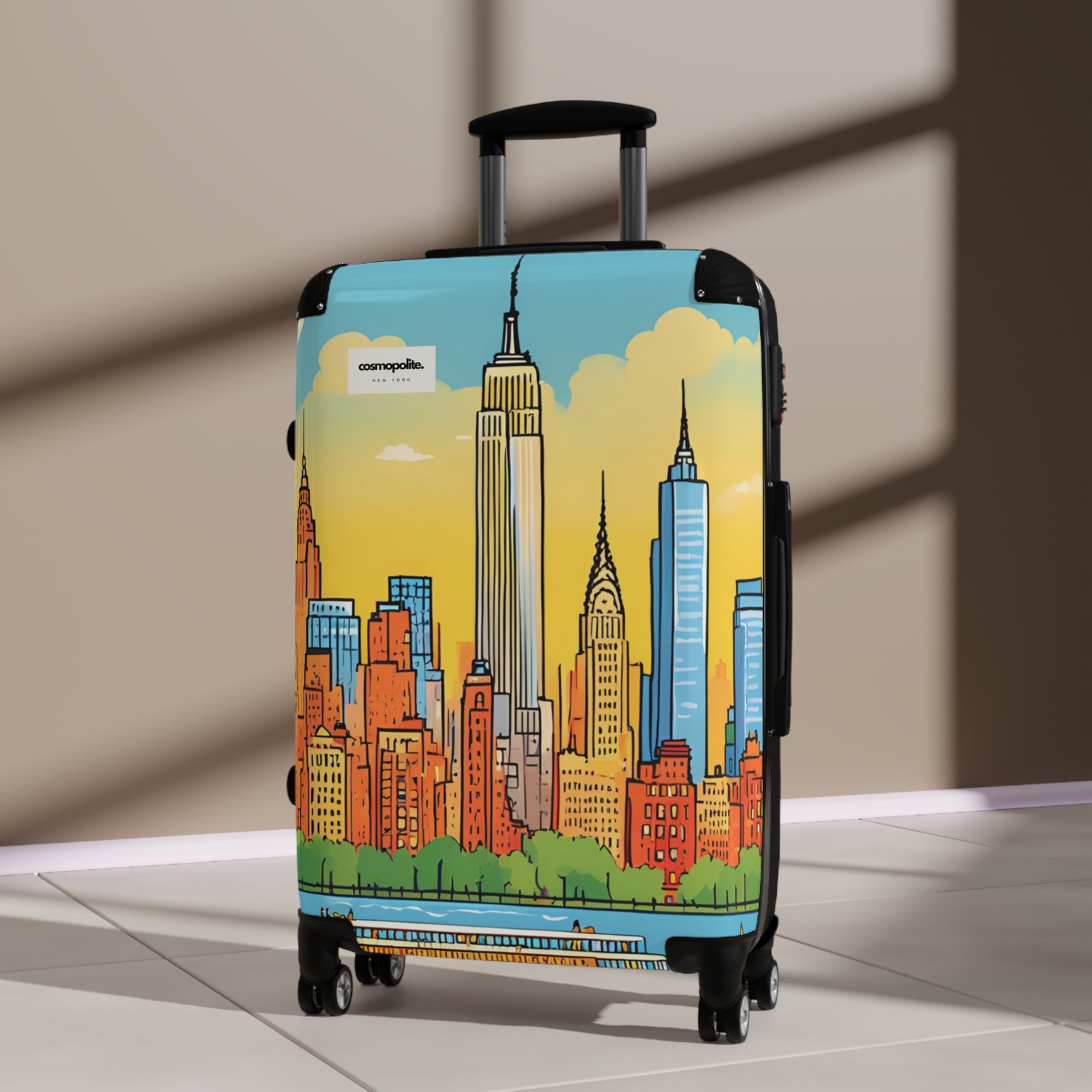 Stylish Urban Suitcase with NYC Skyline Design - Image 9